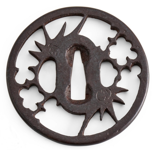 Plum and Geese Akasaka tsuba